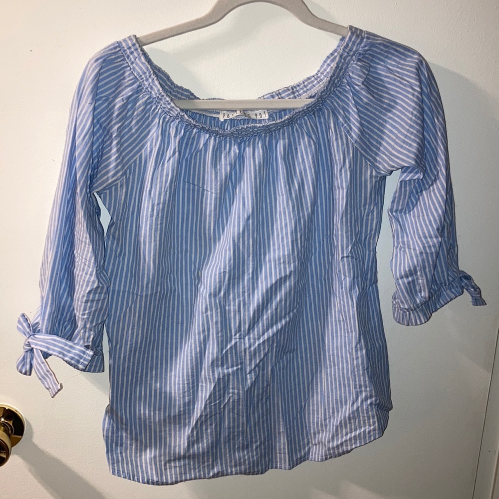 Potters Pot blue and white stripped shirt